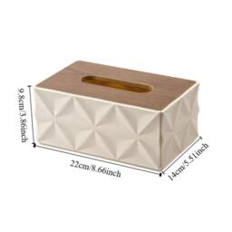 KORVIXA Beige Wooden Lid Tissue Box - Size: 800mm - thumbnail 2