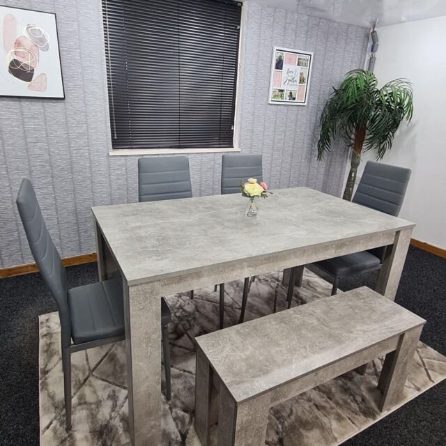 KOSY KOALA Kitchen Dining Table with 4 Chairs & 1 Bench Dining Set of 6 in Grey - image 1