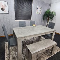 KOSY KOALA Kitchen Dining Table with 4 Chairs & 1 Bench Dining Set of 6 in Grey