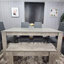 KOSY KOALA Kitchen Dining Table with 4 Chairs & 1 Bench Dining Set of 6 in Grey - thumbnail 4