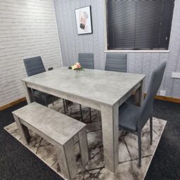 KOSY KOALA Kitchen Dining Table with 4 Chairs & 1 Bench Dining Set of 6 in Grey - thumbnail 3