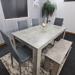 KOSY KOALA Kitchen Dining Table with 4 Chairs & 1 Bench Dining Set of 6 in Grey - thumbnail 6