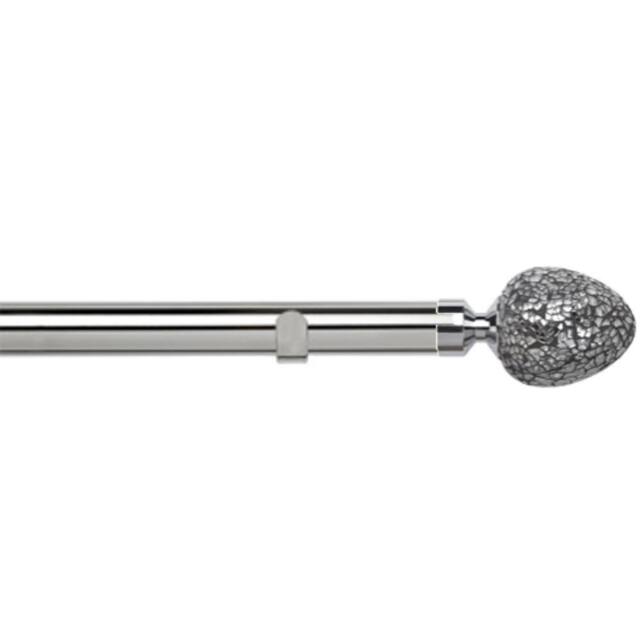 New Edge Blinds 28mm Fixed Length Metal Eyelet Curtain Pole Set - Alexia Finial in Metallic Silver - Size: 120 cm - image 1