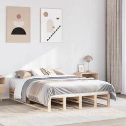 Berkfield Home Bed Frame without Mattress 120x190 cm Small Double Solid Wood Pine in Light Tan - thumbnail 2
