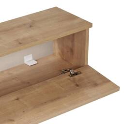 CALICOSY Wall-Mounted TV Unit With 2 Drop-Down Doors, 140 Cm Wide - ROY in Light Oak - thumbnail 2