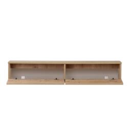 CALICOSY Wall-Mounted TV Unit With 2 Drop-Down Doors, 140 Cm Wide - ROY in Light Oak - thumbnail 3