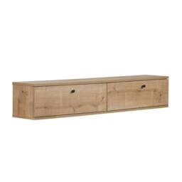 CALICOSY Wall-Mounted TV Unit With 2 Drop-Down Doors, 140 Cm Wide - ROY in Light Oak - thumbnail 7