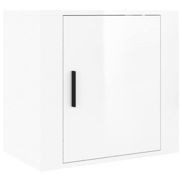 Berkfield Home Wall-mounted Bedside Cabinet High Gloss White 50x30x47 cm - Size: 50 x 30 x 47 cm - image 1