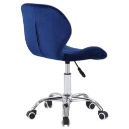 Nordara Blue Cushioned Velvet Office Chair Chrome Legs Swivel Lift Small Desk - thumbnail 4