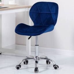 Nordara Blue Cushioned Velvet Office Chair Chrome Legs Swivel Lift Small Desk