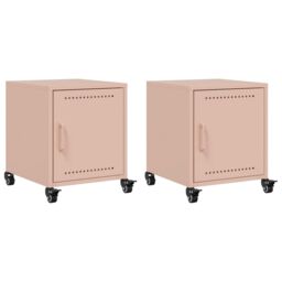 Berkfield Home Bedside Cabinets 2 pcs Pink 36x39x43.5 cm Steel - thumbnail 2