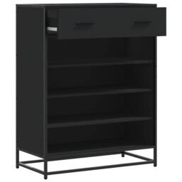 Berkfield Home Shoe Cabinet Black 75x38x97.5 cm Engineered Wood & Metal - thumbnail 7