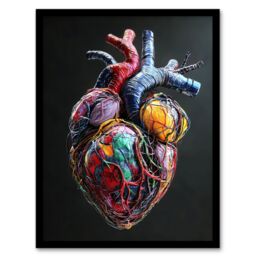 Artery8 Colourful Anatomical Human Heart Bold Modern Framed Art Print - Size: A4 - thumbnail 1