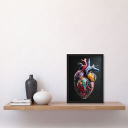 Artery8 Colourful Anatomical Human Heart Bold Modern Framed Art Print - Size: A4 - thumbnail 4