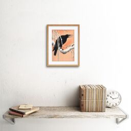 "Artery8 Wall Art Print Crow Snowy Branch Ohara Koson Art Framed 9x7 inch in Beige - Size: W7"" x H9""" - thumbnail 2
