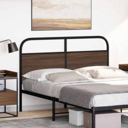 Berkfield Home Headboard Brown Oak 135 cm Steel & Engineered Wood - thumbnail 1