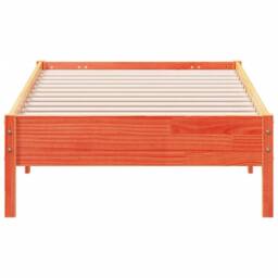 Berkfield Home Beautiful Bed Frame without Mattress Wax Brown 100x200 cm Solid W - thumbnail 4