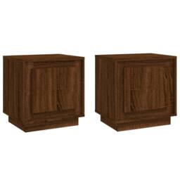 Berkfield Home Modern Bedside Cabinets 2 pcs Brown Oak 44x35x45 cm Engineered Wood - Size: 44 x 35 x 45 cm - thumbnail 3