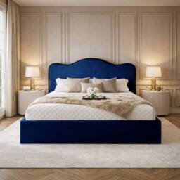 Desire Deco Designer Plush Velvet Angelito Upholstered Bed Frame in Blue - Size: Super King - thumbnail 2