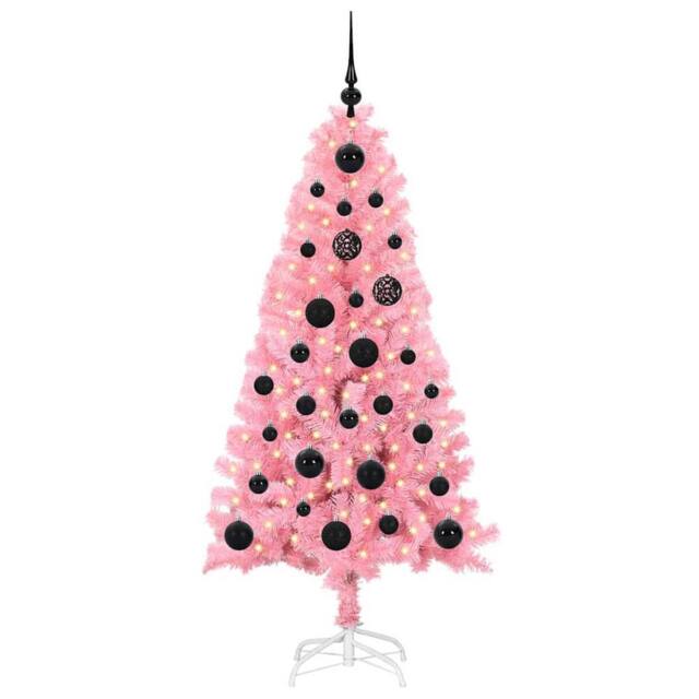Berkfield Home Lush Christmas Tree with 150 LEDs with Stand Pink 150 cm PVC - image 1