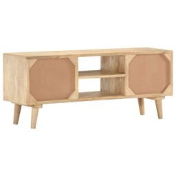 Berkfield Home TV Cabinet 110x30x45 cm Solid Mango Wood in Brown - Size: 110 x 30 x 45 cm - thumbnail 4