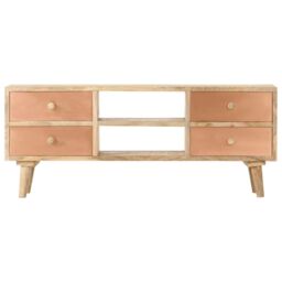 Berkfield Home TV Cabinet 110x30x45 cm Solid Mango Wood in Brown - Size: 110 x 30 x 45 cm - thumbnail 2