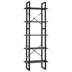 Berkfield Home 5-Tier Book Cabinet Grey 60x30x175 cm Pinewood - Size: 60 x 30 x 175 cm - thumbnail 2