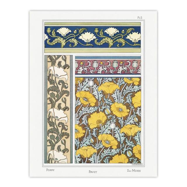 "Artery8 Poppy Flower Patterns Vintage Floral Wall Art Print Verneuil - Size: W18"" x H24""" - image 1