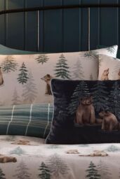 Dreams & Drapes 'Bear Walks' Luxe Velvet Filled Cushion in Teal - Size: 43 cm x 43 cm - thumbnail 3