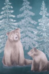 Dreams & Drapes 'Bear Walks' Luxe Velvet Filled Cushion in Teal - Size: 43 cm x 43 cm - thumbnail 4