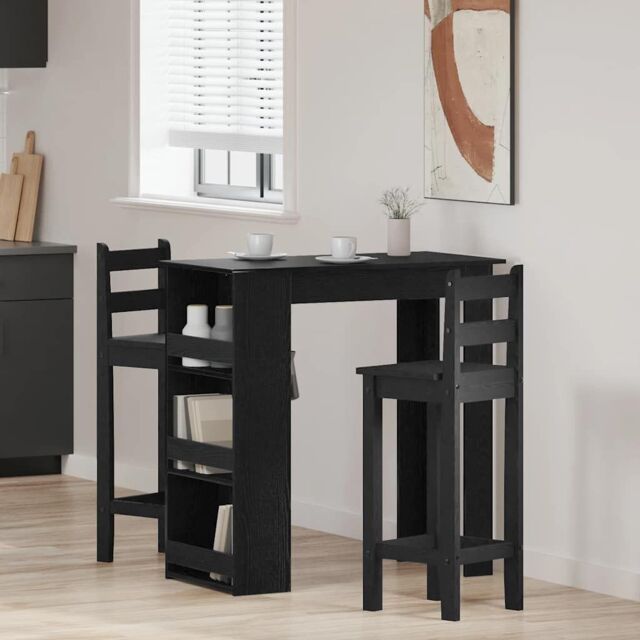 Berkfield Home Bar Table with Storage Rack Black Oak 102x50x103.5 cm - image 1