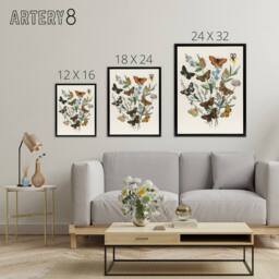 "Artery8 Butterflies & Caterpillars Kirby Black Framed Canvas Wall Art in White - Size: W12"" x H16""" - thumbnail 4