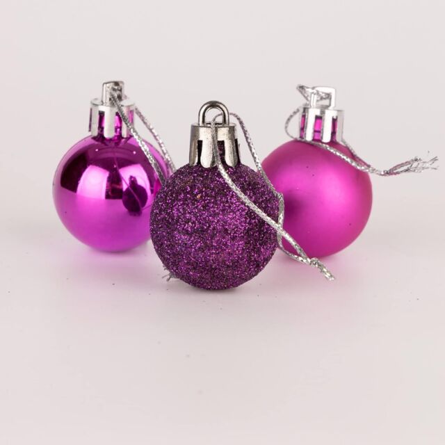Shatchi 30mm/12Pcs Christmas Baubles Shatterproof Purple, Tree Decorations in Purple - image 1