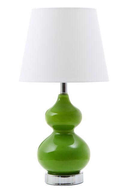 Orsina Light Green Glass Table Lamp With Chrome Base, Chrome Trim Round Table Lamp, Contemporary Glass Lighting - image 1
