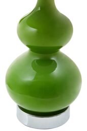 Orsina Light Green Glass Table Lamp With Chrome Base, Chrome Trim Round Table Lamp, Contemporary Glass Lighting - thumbnail 5