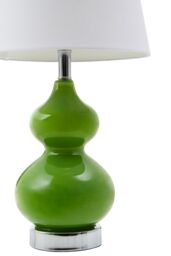 Orsina Light Green Glass Table Lamp With Chrome Base, Chrome Trim Round Table Lamp, Contemporary Glass Lighting - thumbnail 3