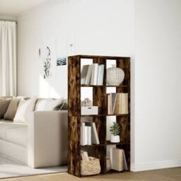 Berkfield Home Room Divider Bookcase Smoked Oak 69.5x29x137.5 cm Engineered Wood in Brown - thumbnail 4