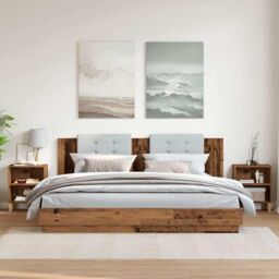 Berkfield Home Bedside Cabinets 2 pcs Old Wood 40x30x50 cm Engineered Wood in Brown - Size: 40 x 30 x 50 cm - thumbnail 3
