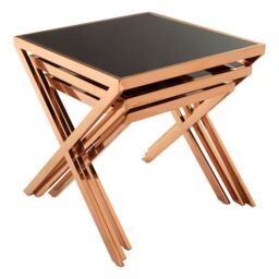 Orsina Space Saving Design Rose Gold Nesting Table, Elegant Modern Side Table For Livingroom, Durable Bedside Table - thumbnail 2