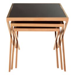 Orsina Space Saving Design Rose Gold Nesting Table, Elegant Modern Side Table For Livingroom, Durable Bedside Table - thumbnail 3