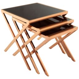 Orsina Space Saving Design Rose Gold Nesting Table, Elegant Modern Side Table For Livingroom, Durable Bedside Table