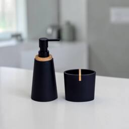 Showerdrape Sonata Bamboo Bathroom Accessory Set - Soap Dispenser & Toothbrush in Black - thumbnail 1