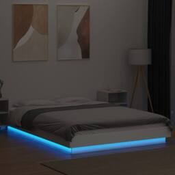 Berkfield Home Bed Frame with LED Lights without Mattress White 140x190cm - Size: 140x190 cm - thumbnail 4