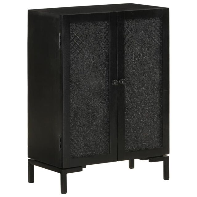 Berkfield Home Sideboard Black 55x30x77 cm Solid Wood Mango & Iron - Size: 55 x 30 x 77 cm - image 1