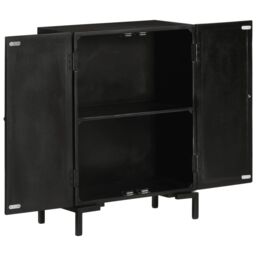 Berkfield Home Sideboard Black 55x30x77 cm Solid Wood Mango & Iron - Size: 55 x 30 x 77 cm - thumbnail 4