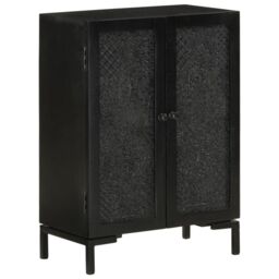 Berkfield Home Sideboard Black 55x30x77 cm Solid Wood Mango & Iron - Size: 55 x 30 x 77 cm - thumbnail 1