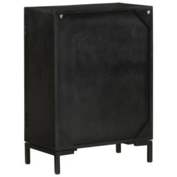 Berkfield Home Sideboard Black 55x30x77 cm Solid Wood Mango & Iron - Size: 55 x 30 x 77 cm - thumbnail 3