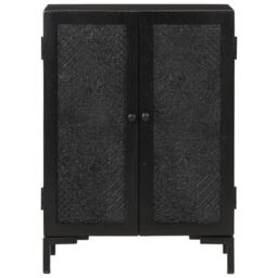 Berkfield Home Sideboard Black 55x30x77 cm Solid Wood Mango & Iron - Size: 55 x 30 x 77 cm - thumbnail 2