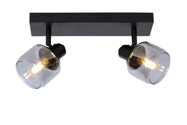 Lucide 'BJORN' Dimmable Rotatable Stylish Indoor Twin Ceiling Spotlight 2xE14 in Black - image 1