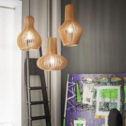 Netlighting Citrus 1 Light Ceiling Pendant Wood E27 in Brown - thumbnail 2